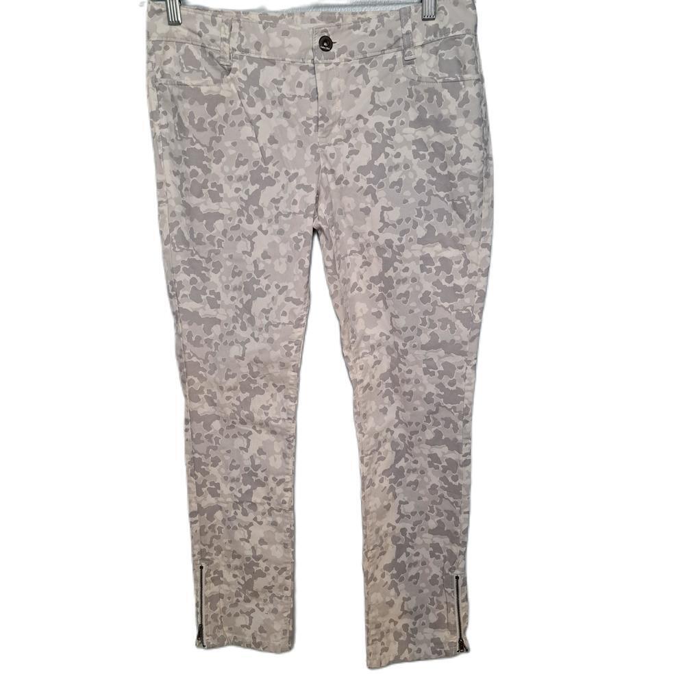 Calvin Klein Chelsea Gray White Camo Printed Denim Skinny Fit Jeans w/Zips 6